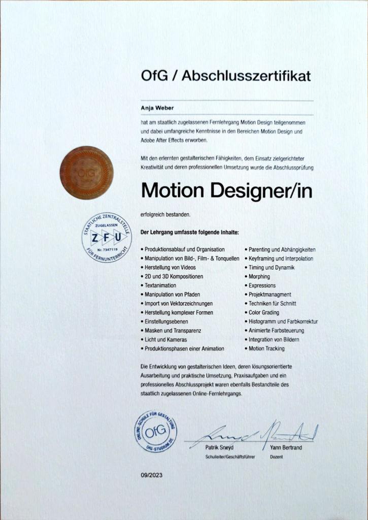 Animations Zertifikat OFG