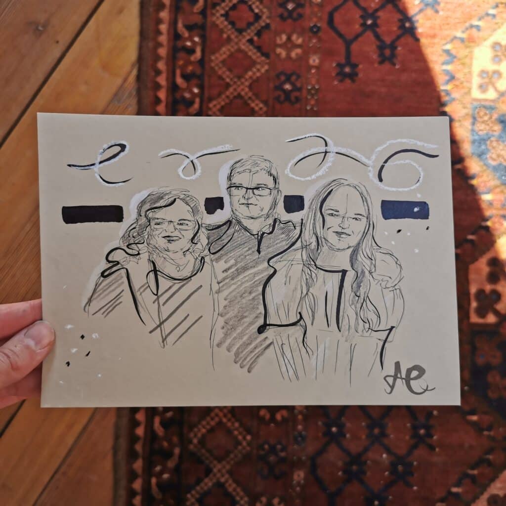 Familie Schnellzeichnung, Eltern und Tochter